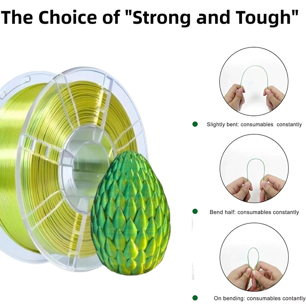 PLA Silk 3D Printer Filament 1.75mm, Dimensional Accuracy +/- 0.02 mm, 1KG Spool (2.2lbs) PLA Gradient Color