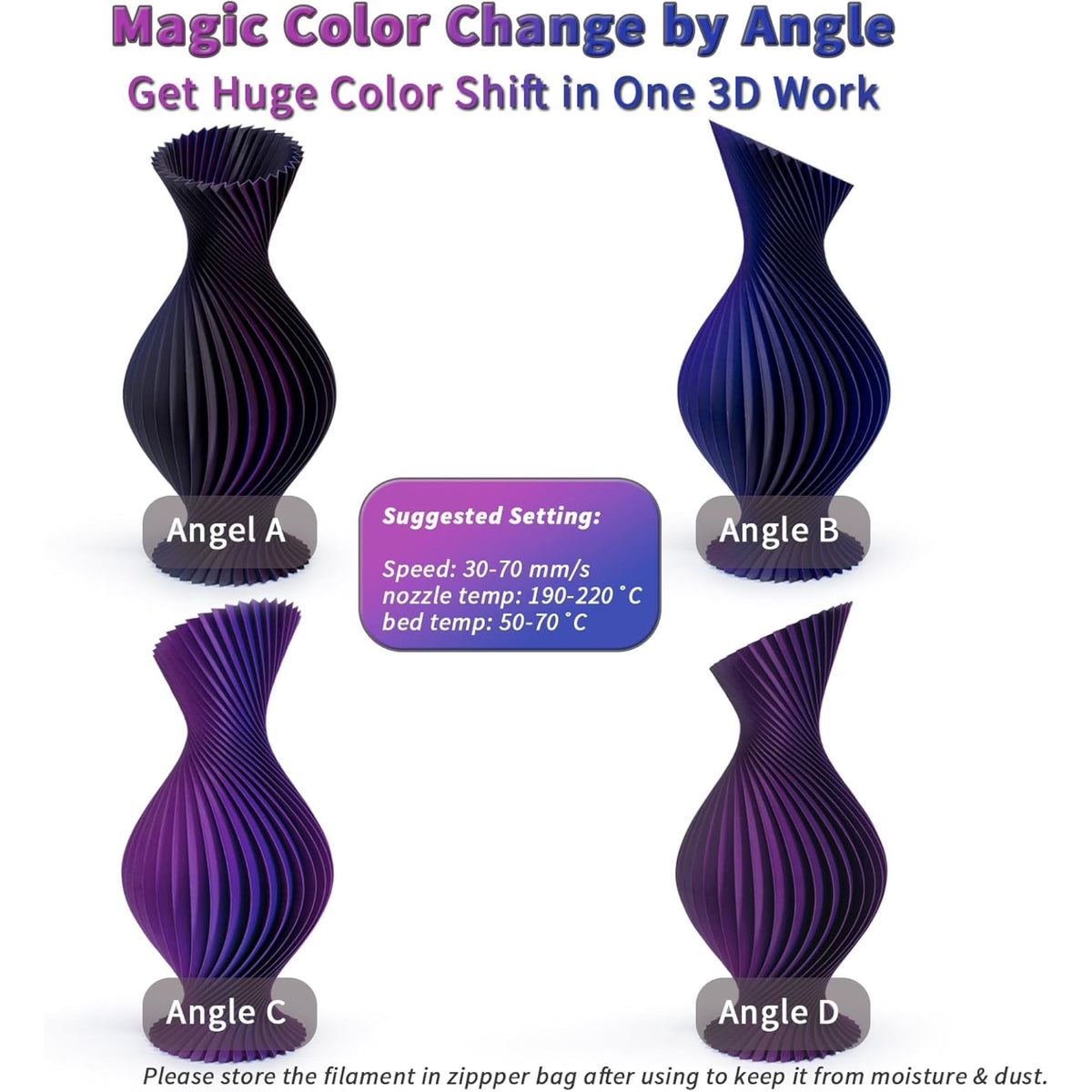 Ziro 3D Tri-Color Matte PLA 1.75mm 1kg, Volcano