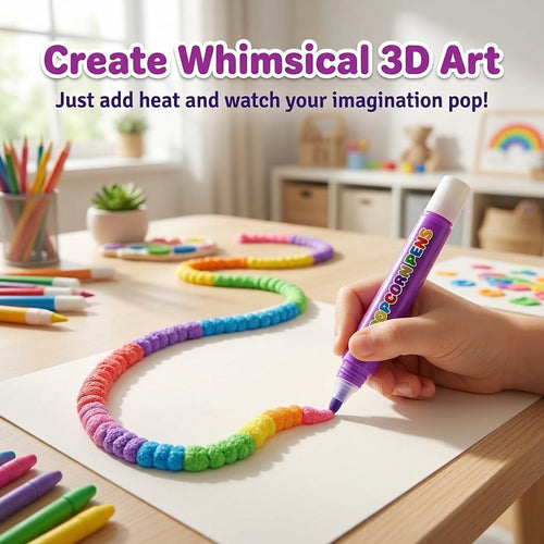 "Popcorn" 3D Puffy Pens (Pack of 6/12) — DIY 3D Bubble Art Markers with Heat-Activated Puffy Ink; Perfect for Greeting Cards, Doodling, and Crafts — A Fun Gift