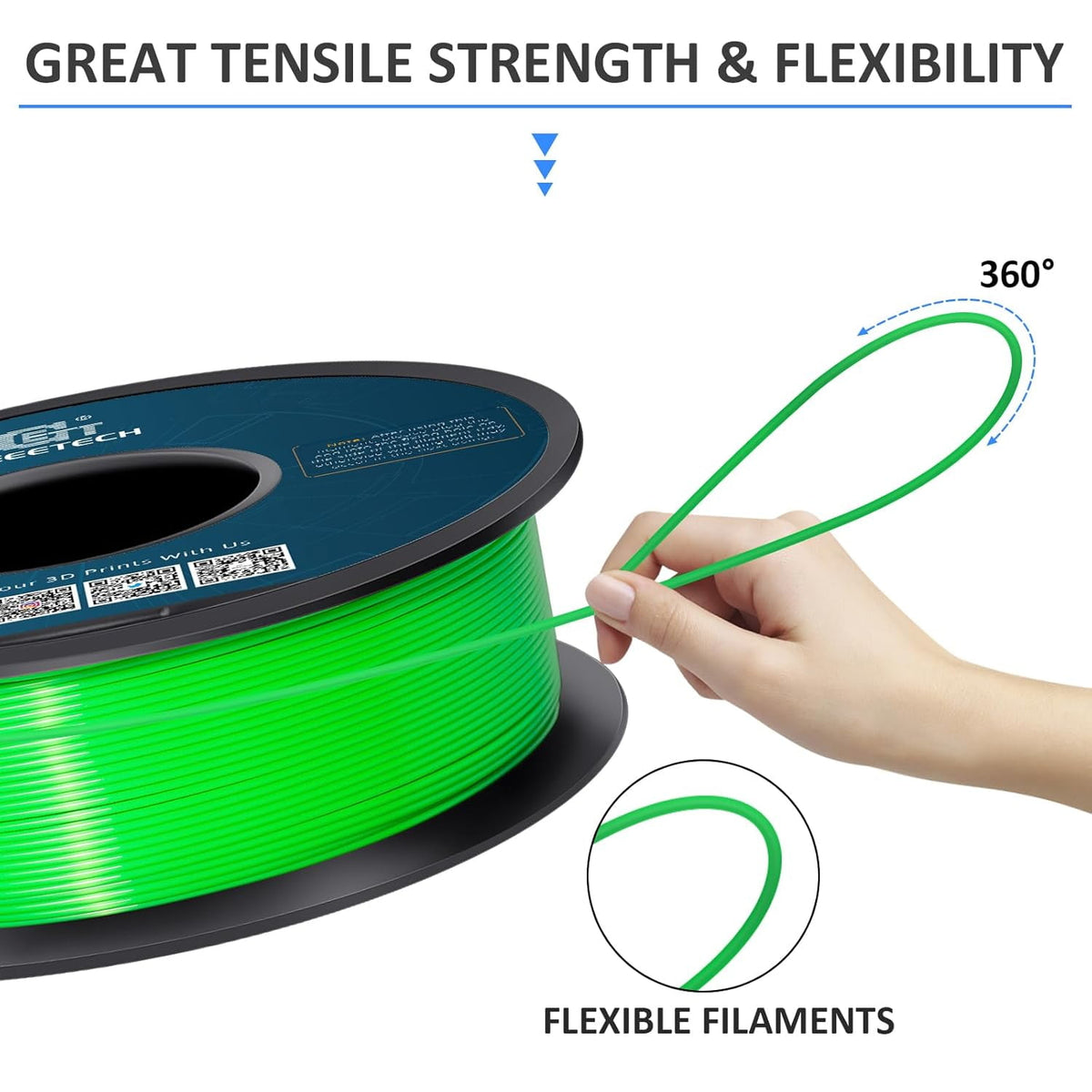 Geeetech 3D Printer PLA Filament Silk Sky Blue Toughness Enhanced Filament with 1.75mm Dimensional Accuracy +/-0.03mm, 1080 Feet per Roll, Vacuum Packaging for Most 3D FDM Printer
