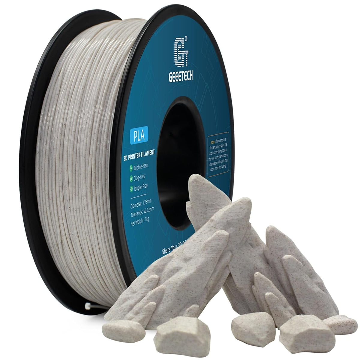 Geeetech Marble blue PLA 3D Printer Filament 1.75mm Toughness Enhanced, Dimensional Accuracy +/-0.03mm, 1kg (2.2lbs) , 1080 Feet （330m）per Roll, Fit for Most 3D FDM Printer
