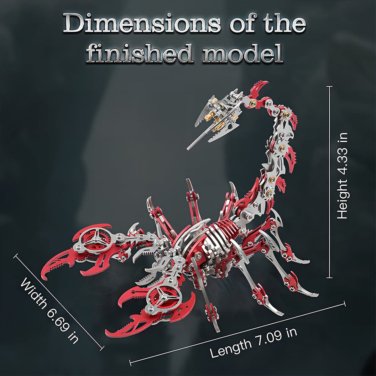 Metalkitor Scorpion 3D Metal Puzzle Kit - 454 Pcs, Mechanical Model for Adults/Teens, Golden, Ideal Gift & Decor