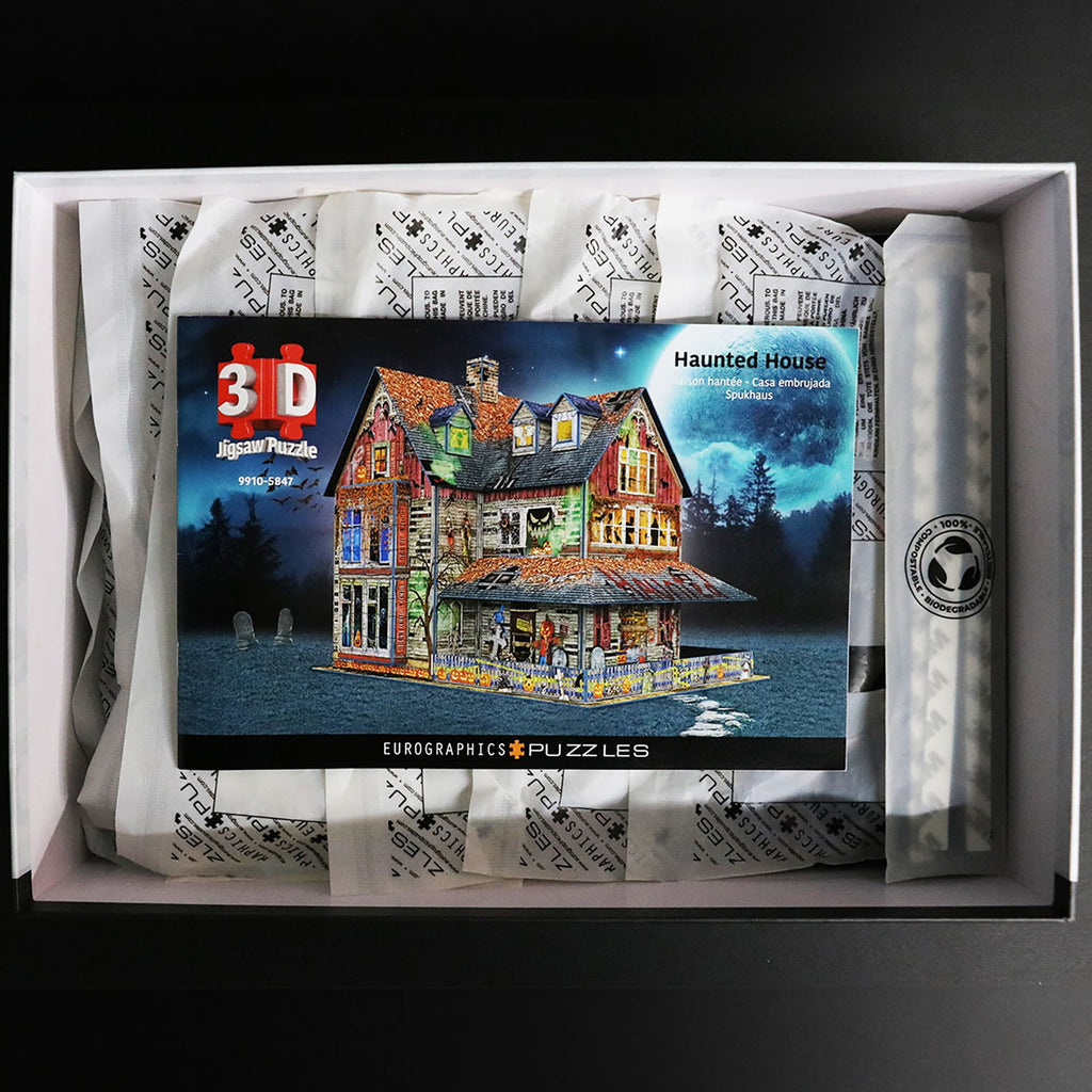 Eurographics: 3D Puzzle: Haunted House - 1100 Pieces - Halloween Adult Jigsaw, 13.75 x 10.5 x 11" Assembled Size, High-Quality Recycled Materials