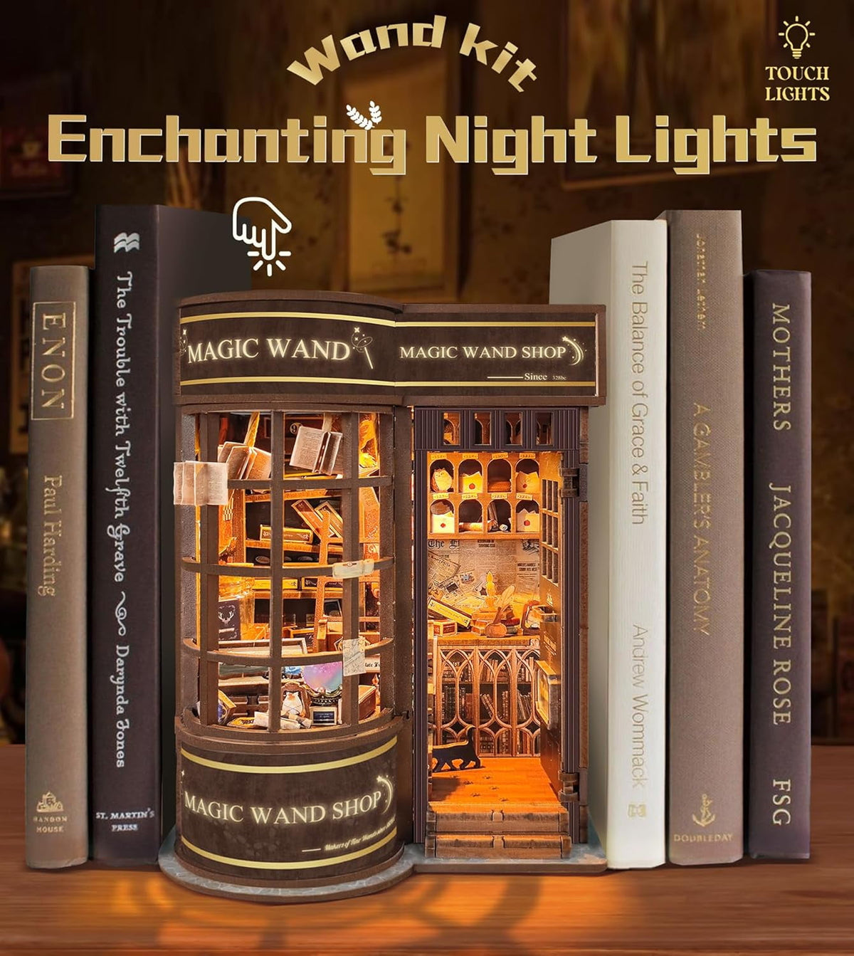 Book Nook Kit for Adults, Booknook DIY Miniature House Kit, 3D Wooden Puzzles for Adults, Wood Gifts for Book Lovers Women Friends