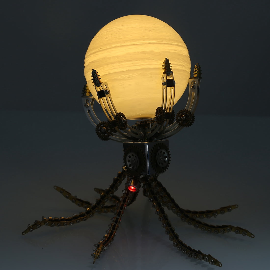 Mechanical Octopus 3D Metal Model Kit with Moon Lamp, Touch 3 Colors, Customizable Steampunk Puzzle & Desk Light, Perfect Room Decor and Gift Choice