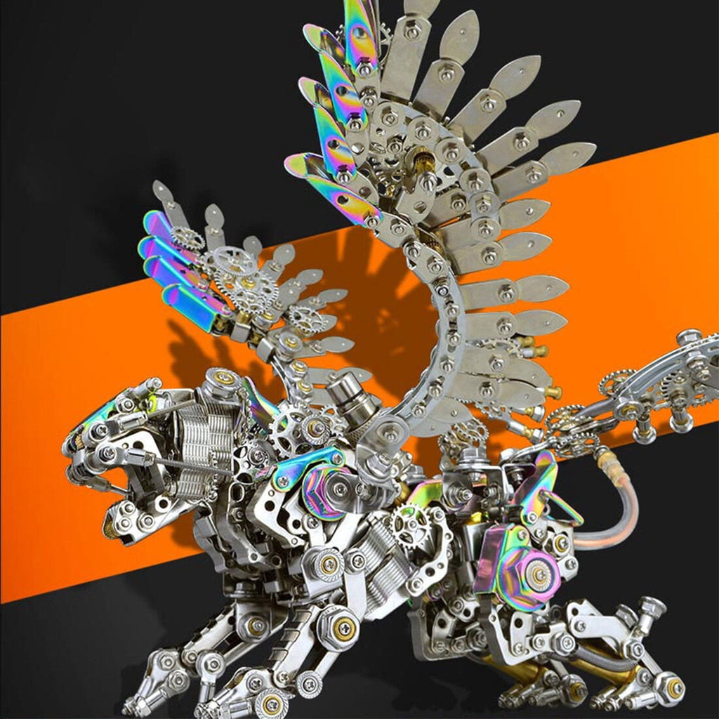 3D Metal Puzzle Colorful Bengal Tiger Model Kit, 700PCS Mechanical Steampunk Tiger 3D Metal Jigsaw Puzzle to Build, DIY Assembly Gift for Adults & Teens -Wings 1 Pair