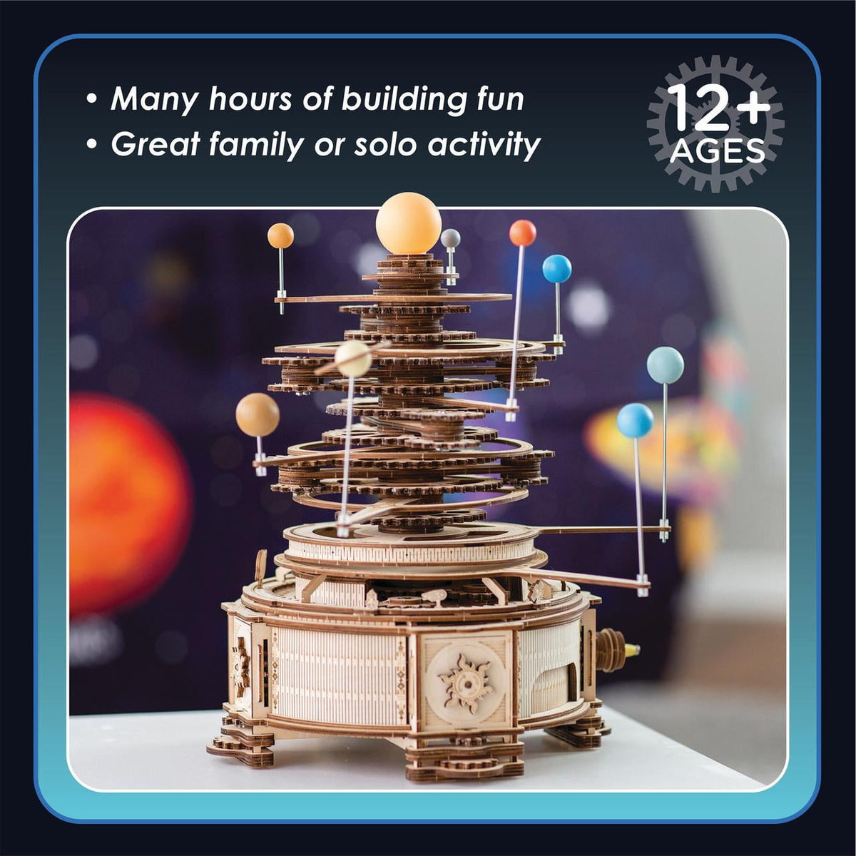 MindWare Gearjits: Solar System, Wooden 3D Building Puzzle for Teens & Adults, DIY Solar System Model, Fun for Parents Too, Great STEAM Gifts for