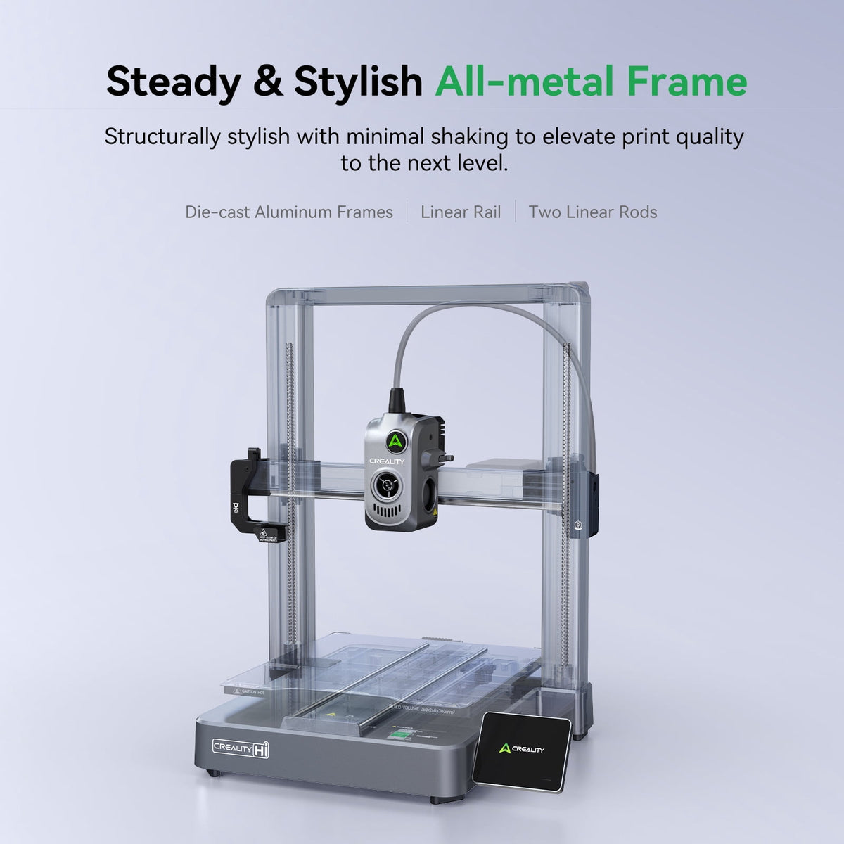 Creality Hi Multicolor 3D Printer for Beginners and Kids Fast 500mm/s, Auto-leveling with AI Camera Large 10.3×10.3×11.8in Build Volume