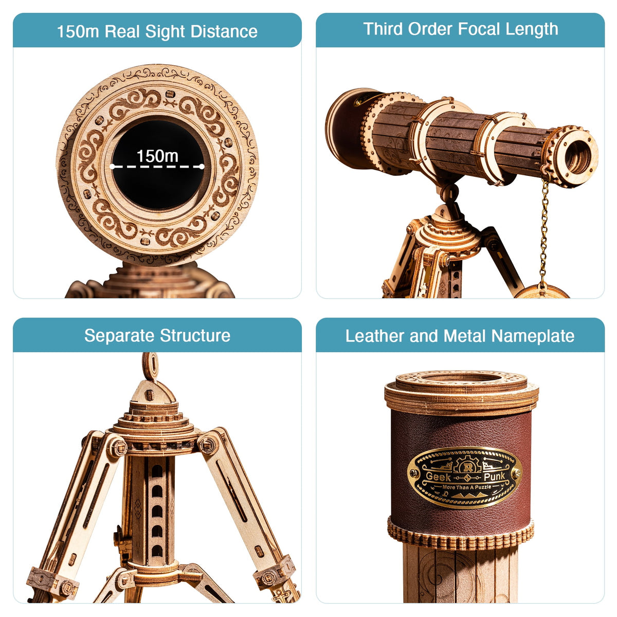 ROBOTIME Monocular Telescope 3D Wooden Puzzle, Mini Wooden Toys Craft Kits to Build, Gifts for Adults Teens