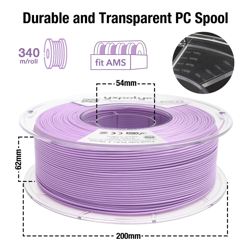 YXPOLYER PLA Filament Food Grade 1.75mm 1kg for 3D Printing, PLA+ Skin Flesh Tone 3D Printer Filament AMS-Compatible