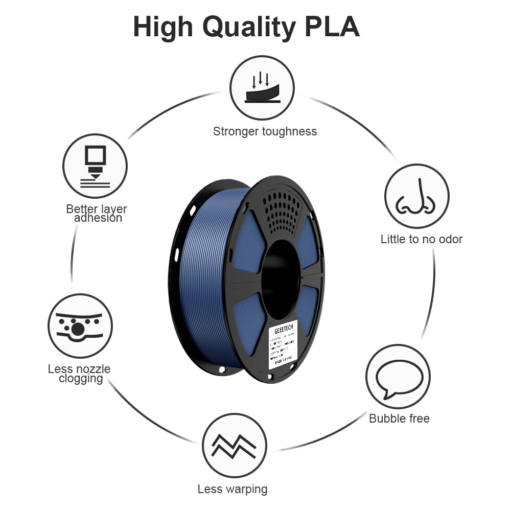 GEEETECH Matte PLA Filament, 1.75mm Matte Black 3D Printer Filament, 1kg Spool (2.2lbs), Dimensional Accuracy +/- 0.03 mm, Fit Most FDM Printer