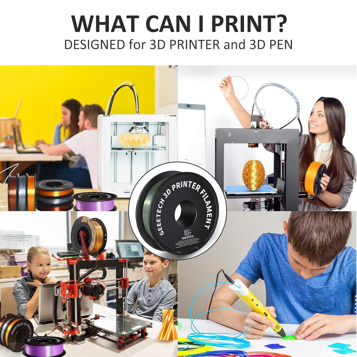 Geeetech 3D Printer PLA Filament Silk Sky Blue Toughness Enhanced Filament with 1.75mm Dimensional Accuracy +/-0.03mm, 1080 Feet per Roll, Vacuum Packaging for Most 3D FDM Printer