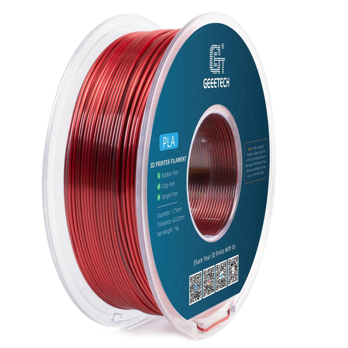 Geeetech Anti-silk type 3D Printer PLA Filament 1KG Toughness Enhanced Filament with 1.75mm Dimensional Accuracy +/-0.03mm, 1080 Feet per Roll, Vacuum Packaging Two-tone gold copper