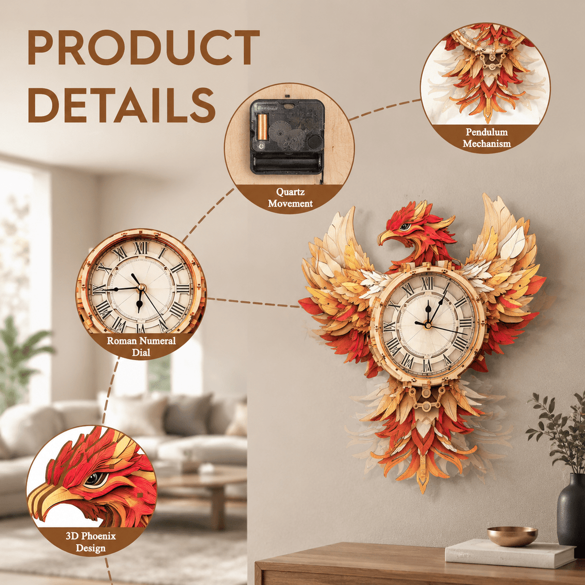 Wooden House Clock 3D Puzzle DIY Mechanical Clock Kit for Adults Teens