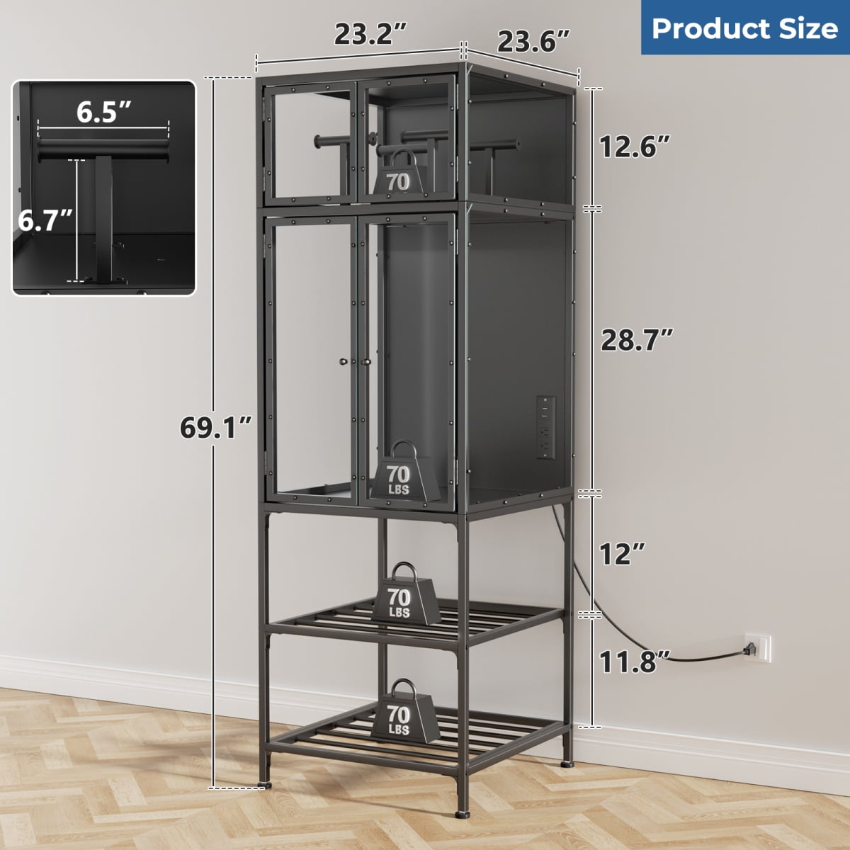 YANGXUN 3D Printer Stand with Filament Storage Built in Power Panel Open Frame Heavy Duty Metal Workstation for Home and Office