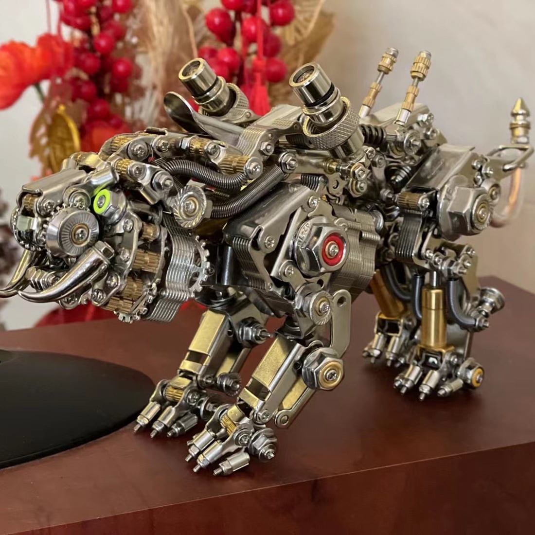 3D Metal Puzzle Colorful Bengal Tiger Model Kit, 700PCS Mechanical Steampunk Tiger 3D Metal Jigsaw Puzzle to Build, DIY Assembly Gift for Adults & Teens -Wings 1 Pair