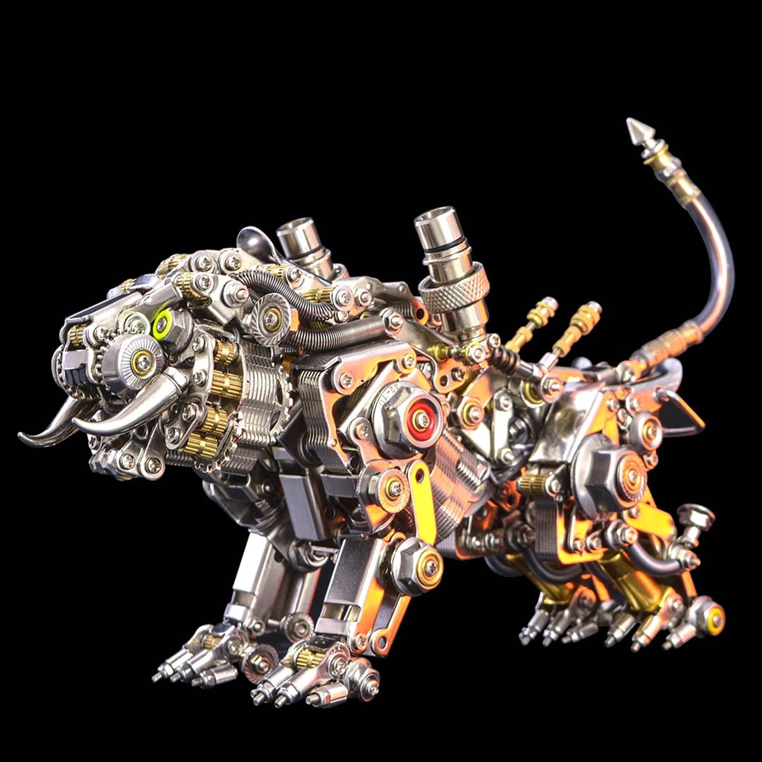 3D Metal Puzzle Colorful Bengal Tiger Model Kit, 700PCS Mechanical Steampunk Tiger 3D Metal Jigsaw Puzzle to Build, DIY Assembly Gift for Adults & Teens -Wings 1 Pair