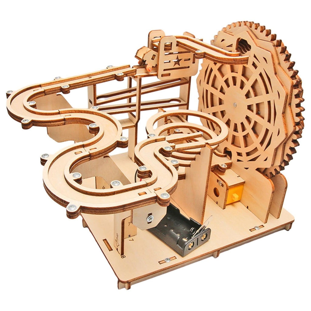 LeeQinersw Marble Run 3D Wooden Puzzle Assembly Mechanical Gear Brain Teaser Roller Coaster Craft Kit DIY Hobby Model Suitable for Gift Giving Family Gathering H