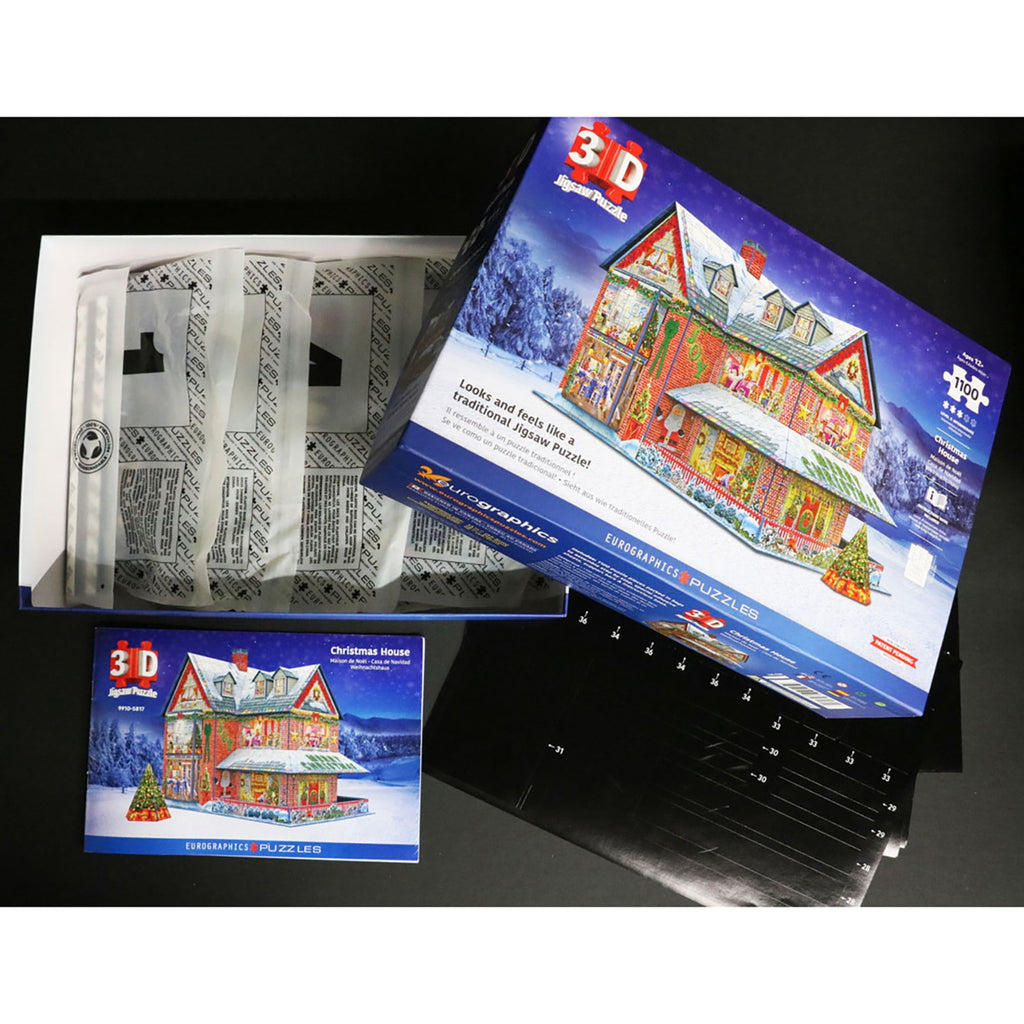 Eurographics: 3D Puzzle: Christmas House - 1100 Pieces - Holiday Adult Jigsaw, 13.75 x 10.5 x 11" Assembled Size, High-Quality Recycled Materials