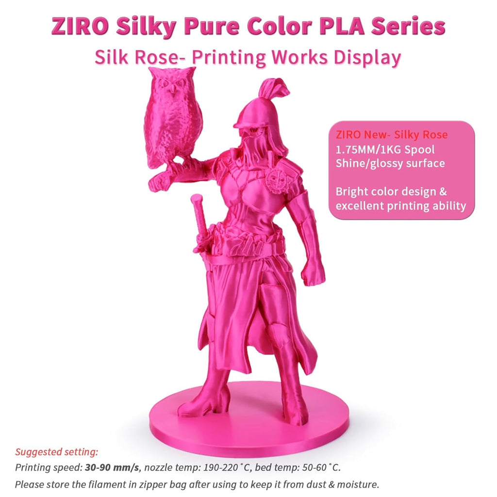 Ziro 3D Silk PLA Filament 1.75mm 1kg, Silver-Gray