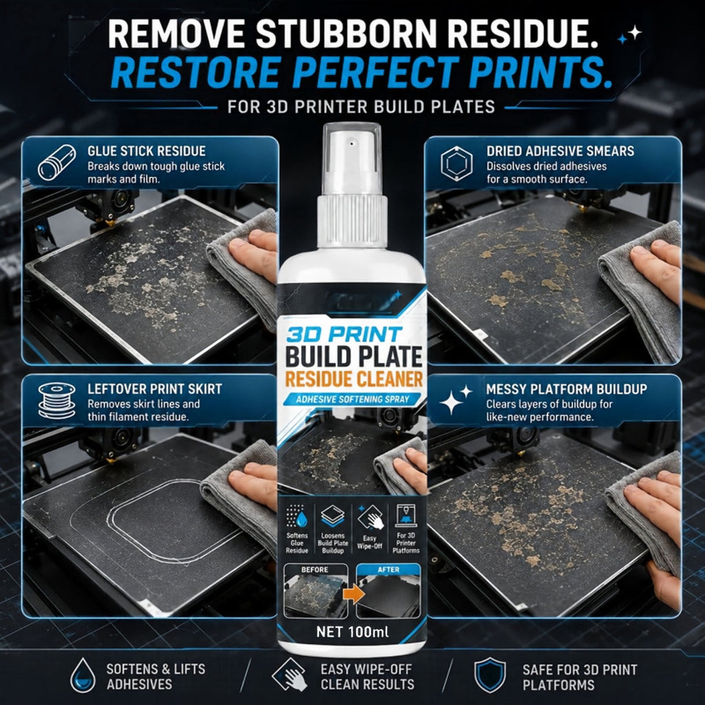 3D Printer Build Plate Cleaner Spray, 3.4oz Cleaning Agent that Removes Oil Residue And Fingerprints for PEI Glass Flex Plates 3D Printing Maintenance