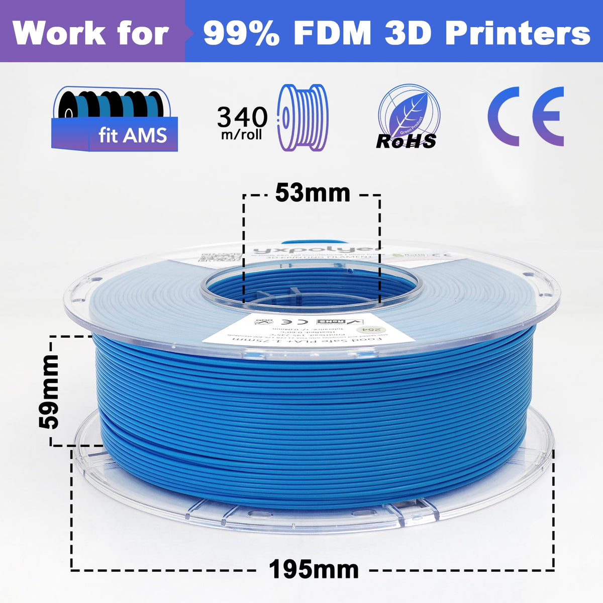 YXPOLYER PLA Filament Food Grade 1.75mm 1kg for 3D Printing, PLA+ Skin Flesh Tone 3D Printer Filament AMS-Compatible