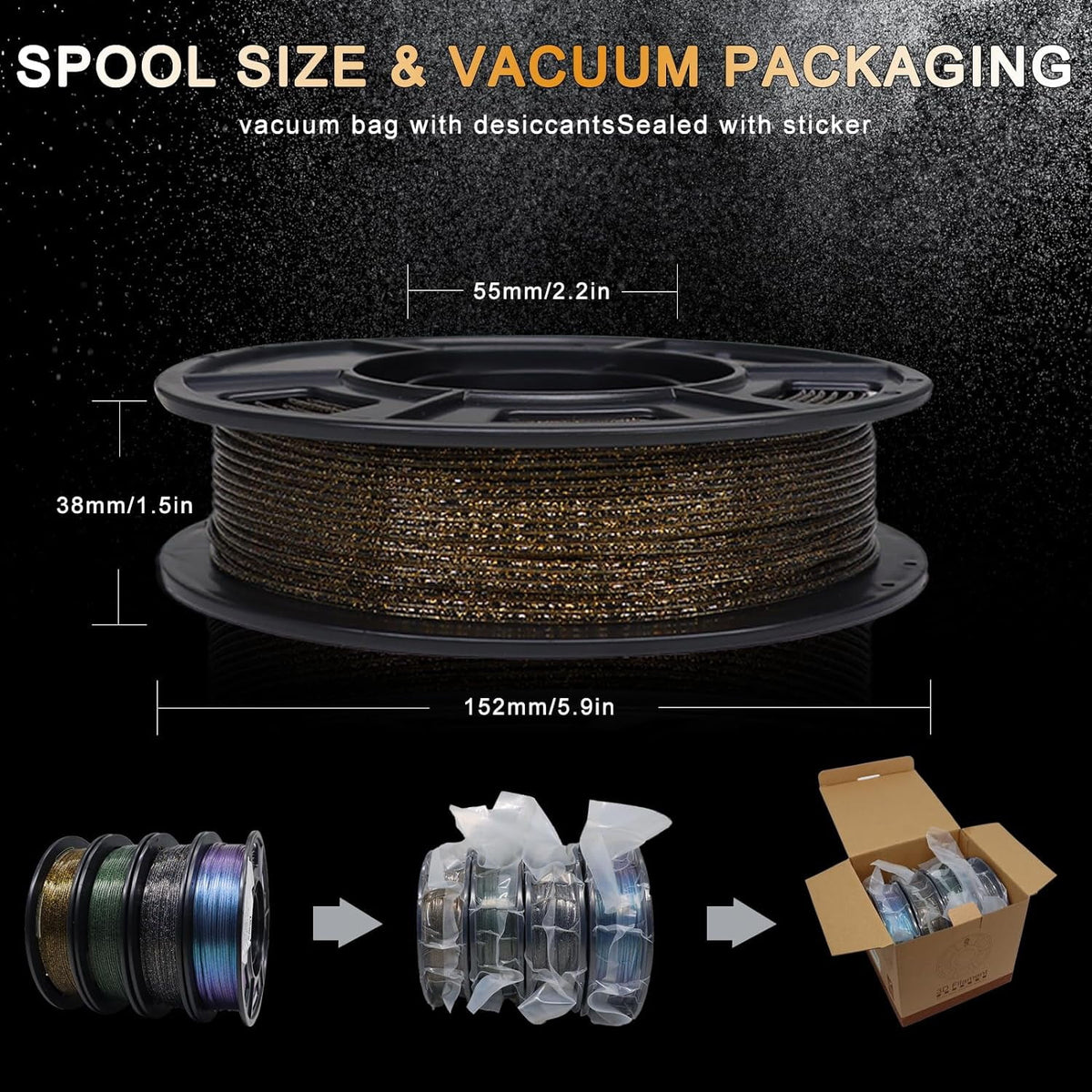 3D Printer Filament Galaxy PLA Filament 1.75mm, 3D Printing Filament Bundle, Multi Color Filament Glitter 250g * 4 Color Pack