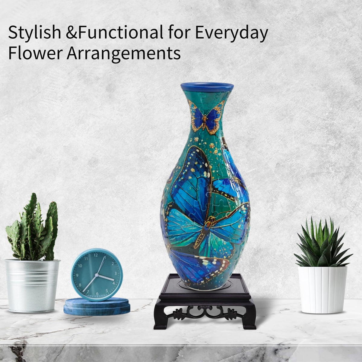 3D Puzzle Vase for Adults, Creative Vase Puzzle for Flowers(Secret Butterfly)