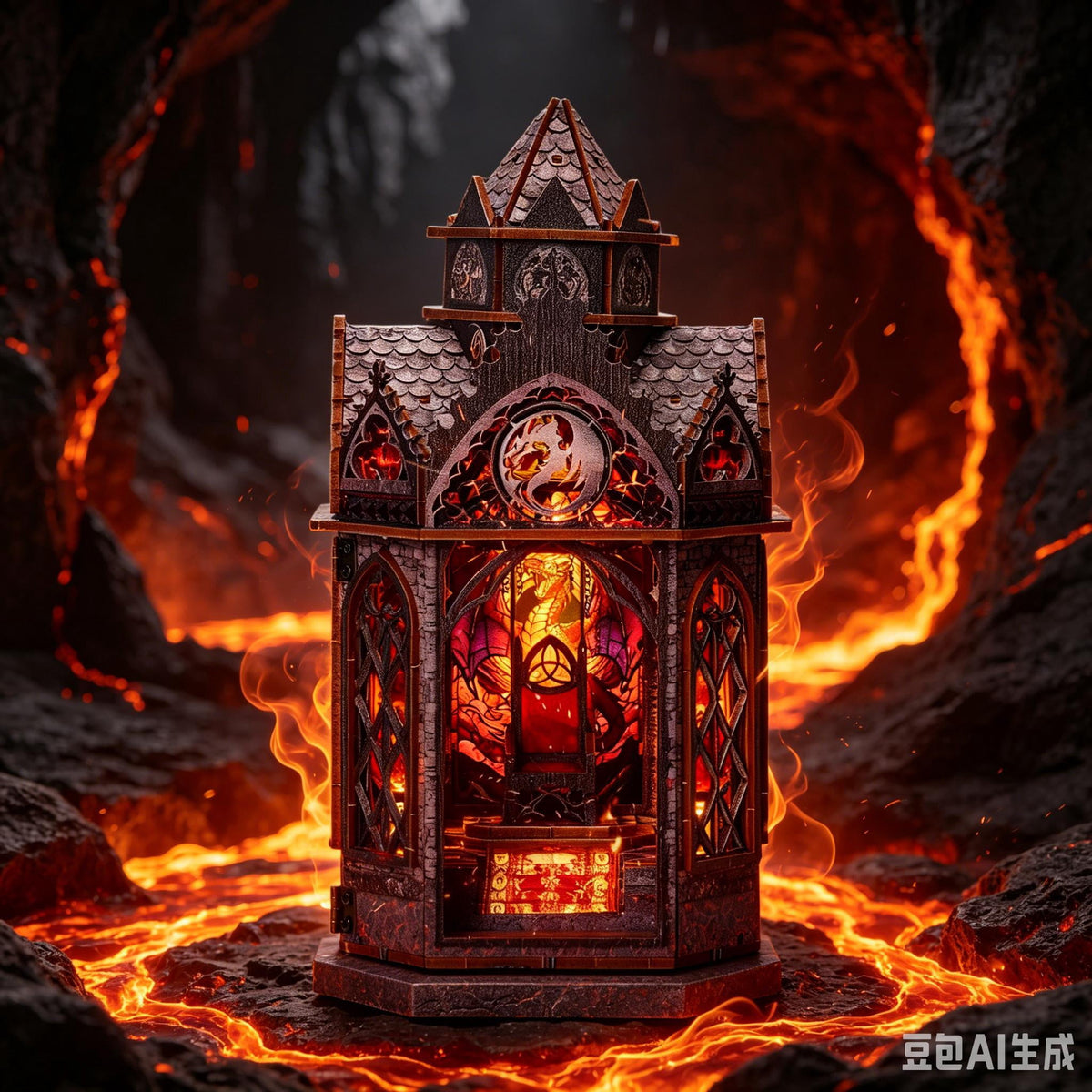 Ygarkreit Fantasy Dragon Gothic Castle DIY Book Nook Kit with LED Lights & Openable Doors, 3D Wooden Puzzle for Adults, Dark‑Fantasy Diorama Model Building Kit, Miniature House Wood Craft Kit for Tab