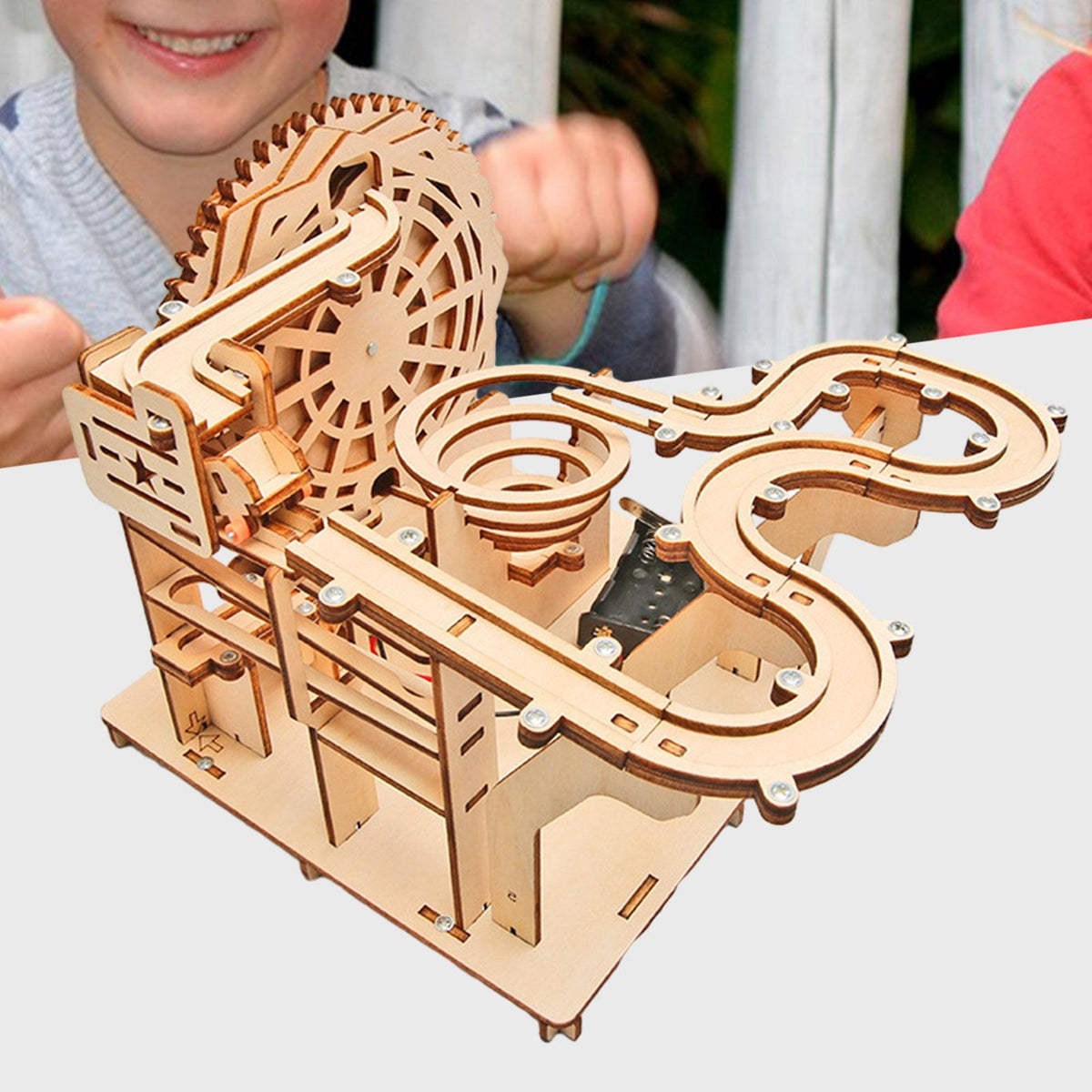 LeeQinersw Marble Run 3D Wooden Puzzle Assembly Mechanical Gear Brain Teaser Roller Coaster Craft Kit DIY Hobby Model Suitable for Gift Giving Family Gathering H