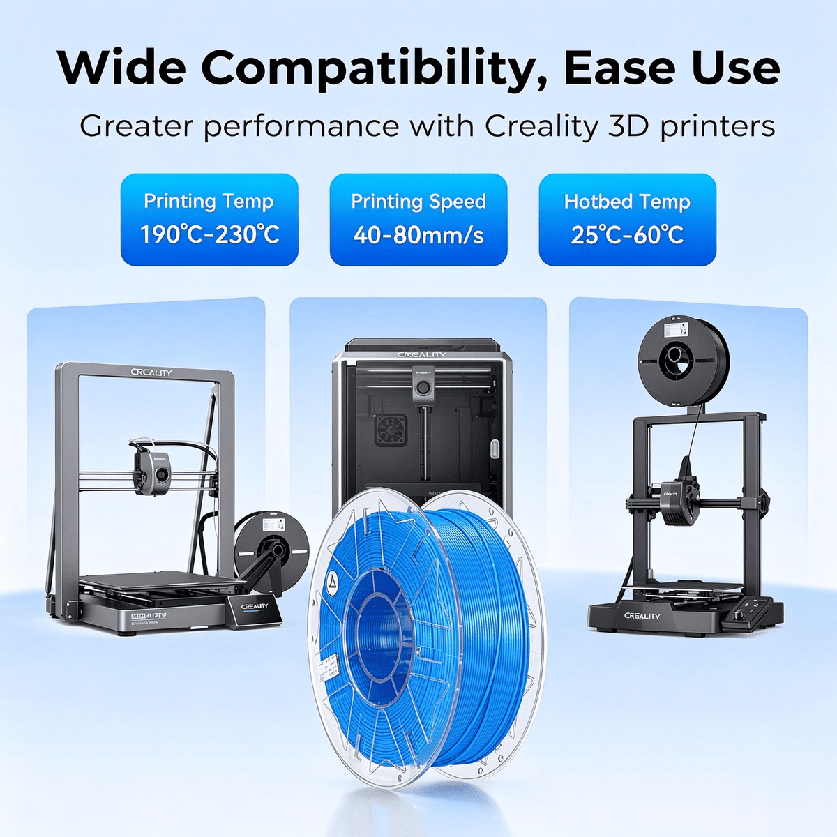 Creality Hyper PLA RFID 3D Printing Filament 1kg RFID Detection High Speed for K2 Plus 3D Printers,White