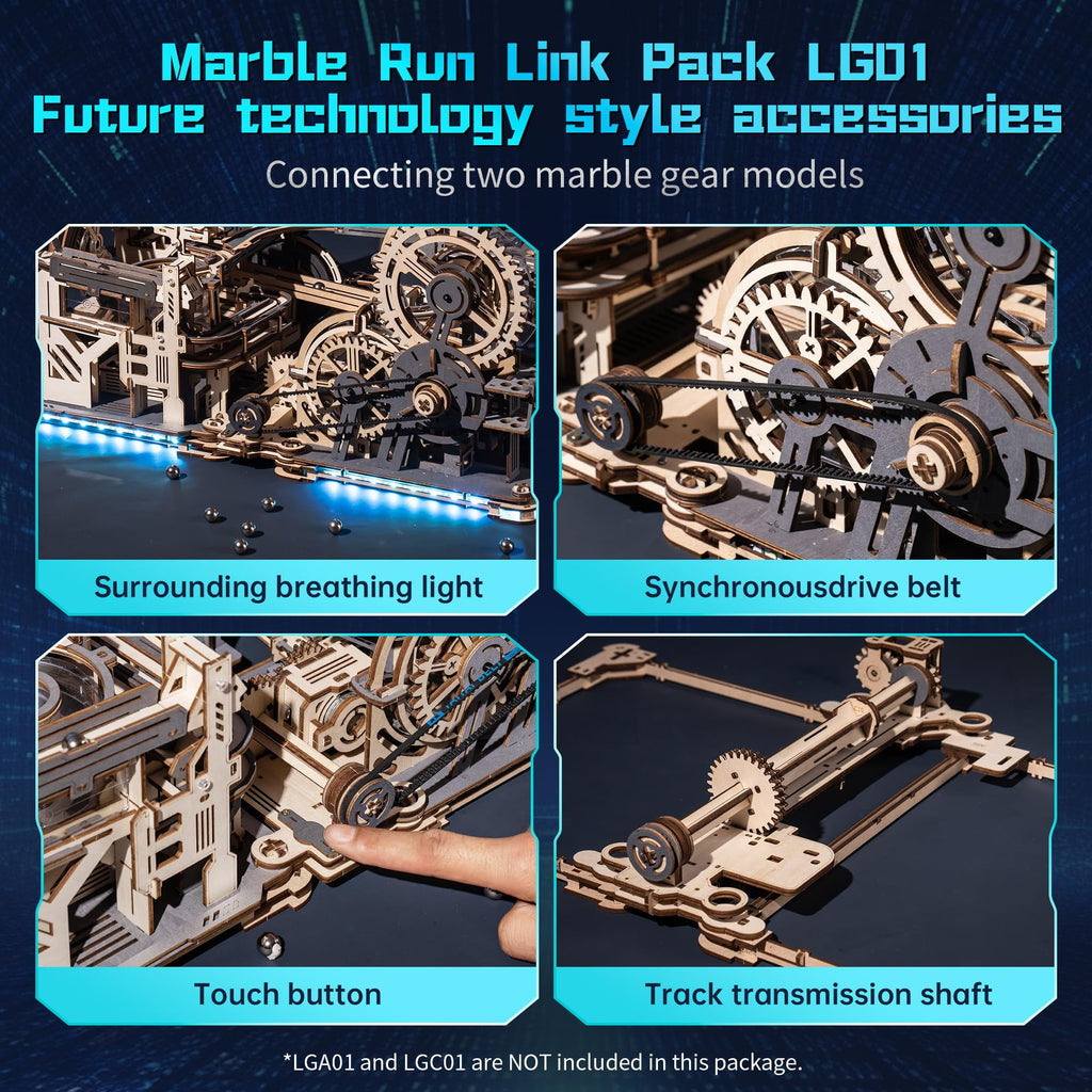ROKR 3D Jigsaw Wooden Puzzle Marble Run Spaceport Electric Model Kit for Adults and Kids 472 Pieces