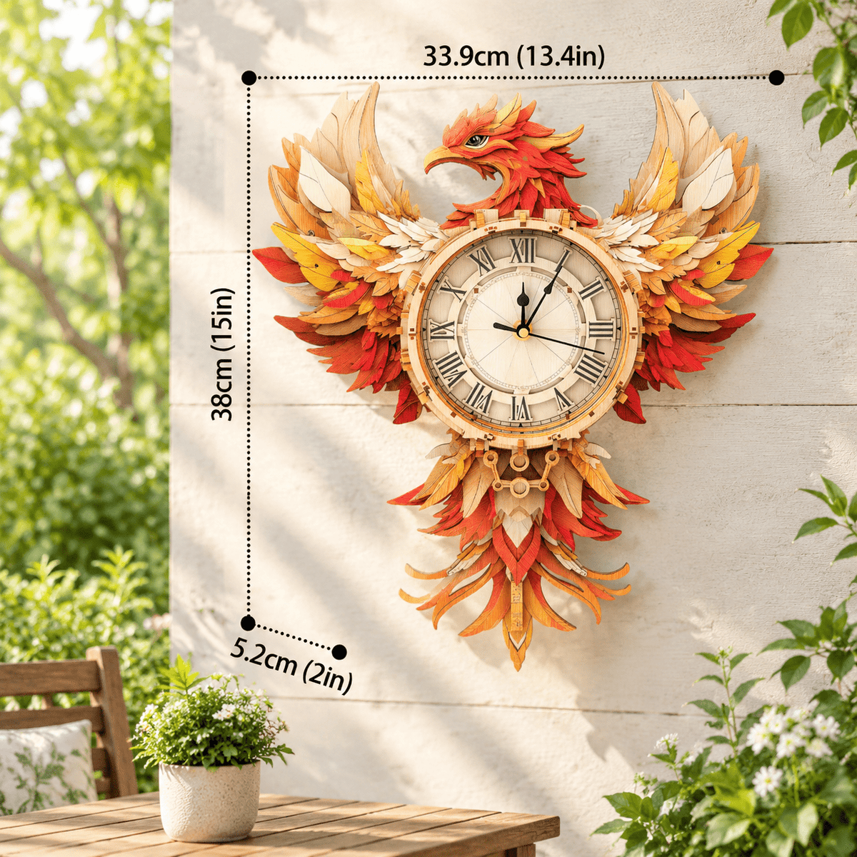 Fire Phoenix Wooden 3D Puzzle Clock DIY Model Kit for Adults