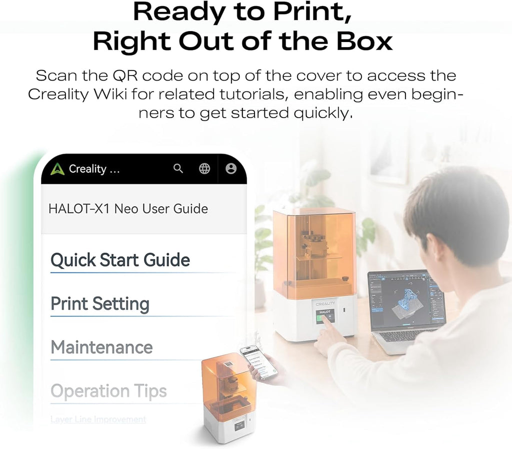 Creality HALOT-X1 Neo Resin 3D Printer, 9K LCD, 18μm XY Resolution, WiFi & USB, AI 2D-to-3D Model Generation, Beginner-Friendly