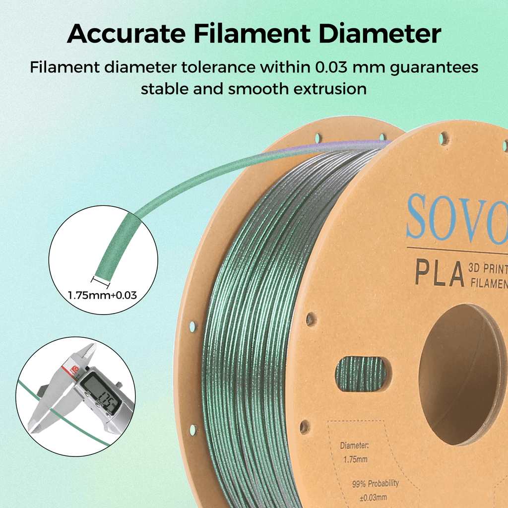 Sovol Silk PLA Filament with Blue Glitter 1kg 1.75mm, Color Changeable 3D Printer Filament 2.2lbs, Chameleon Shiny PLA Material +/-0.03mm, Shimmering 3D Printing Filament, Galaxy Blue