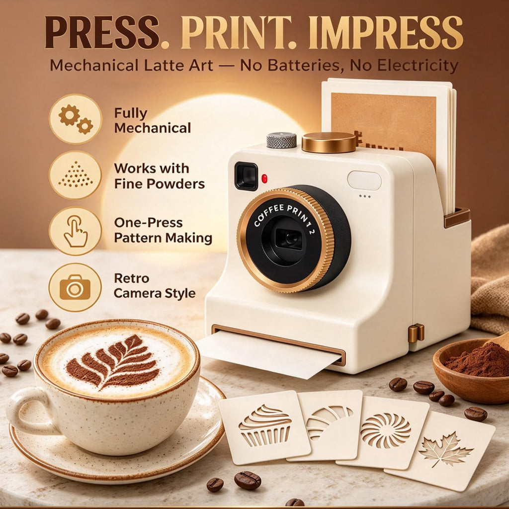 Coffee Printer, 3D Latte Art Coffee Printer Machine, Manual Coffee Stencil Printer with Latte Art Stencils for Cocoa and Hot Chocolate
