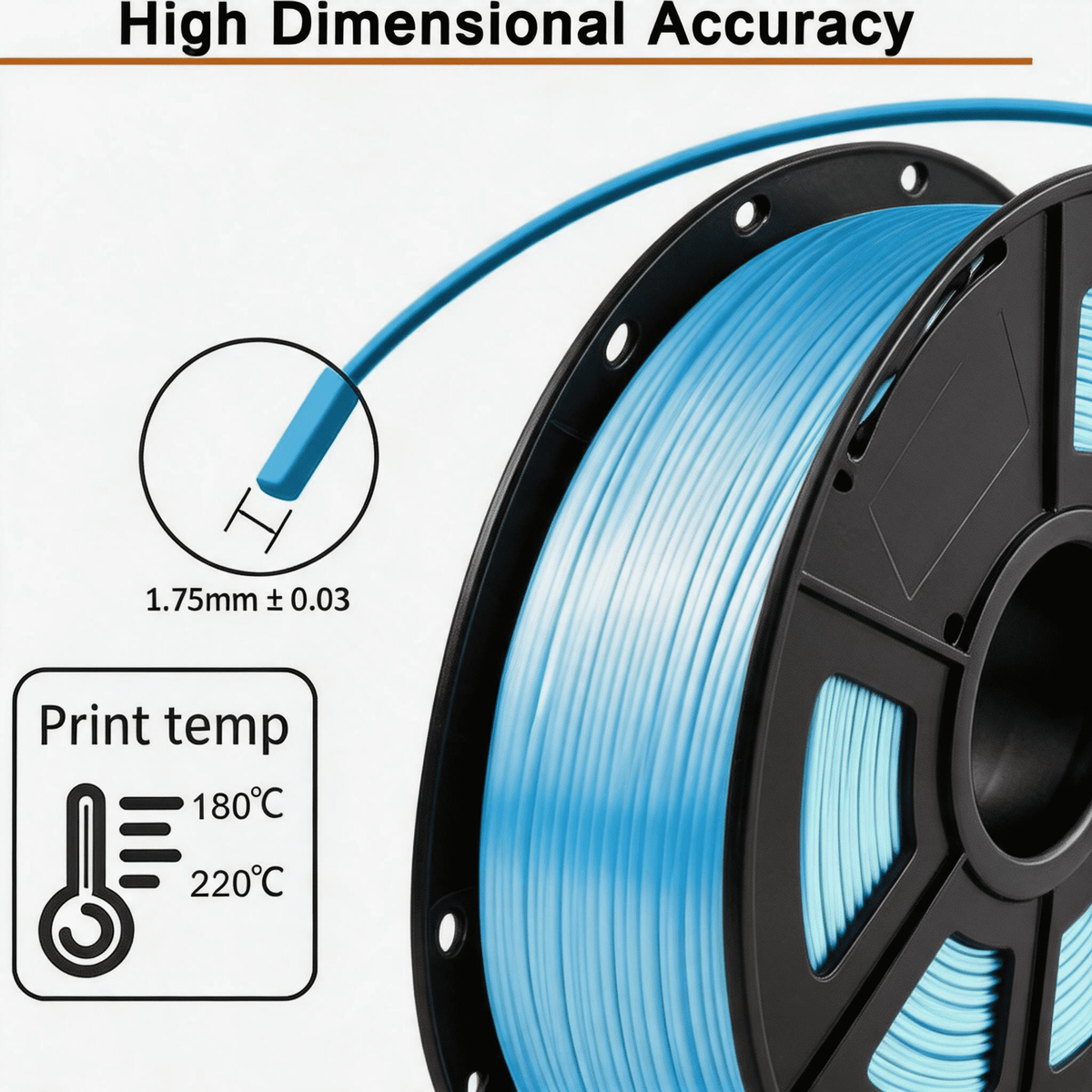 Silk PLA 3D Printing Filament 1.75mm 3D Printing Filament 1KG, Dimensional Accuracy ±0.03mm, Compatible with Most FDM 3D Printers, Blue