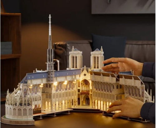4D Build Notre Dame 3D Model Kit Puzzle with LED Lights
