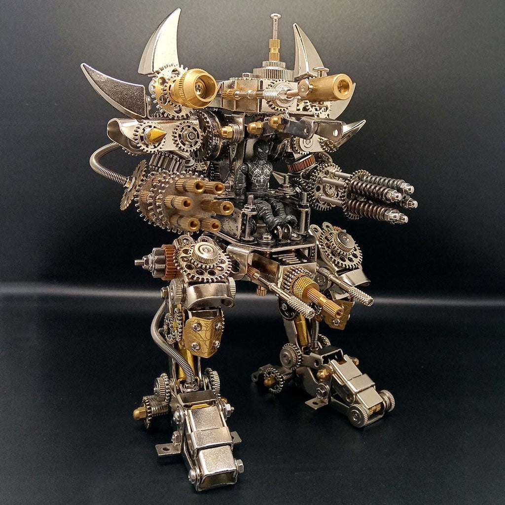 DIY 3D Metal Mecha Model Kit with Tools – Mechanical Stainless Steel Handmade Assembly Robot Figure, Steampunk Collectible Display Model for Adults and Teens