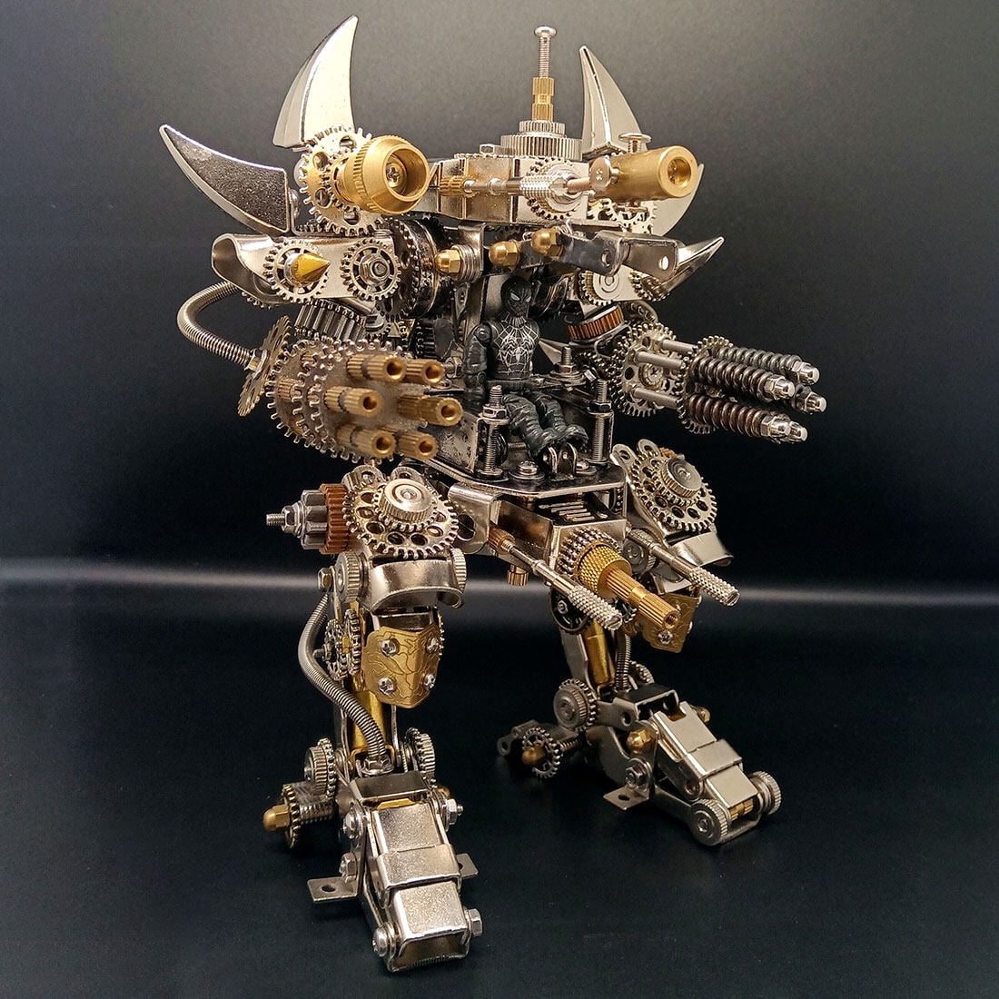 DIY 3D Metal Mecha Model Kit with Tools – Mechanical Stainless Steel Handmade Assembly Robot Figure, Steampunk Collectible Display Model for Adults and Teens