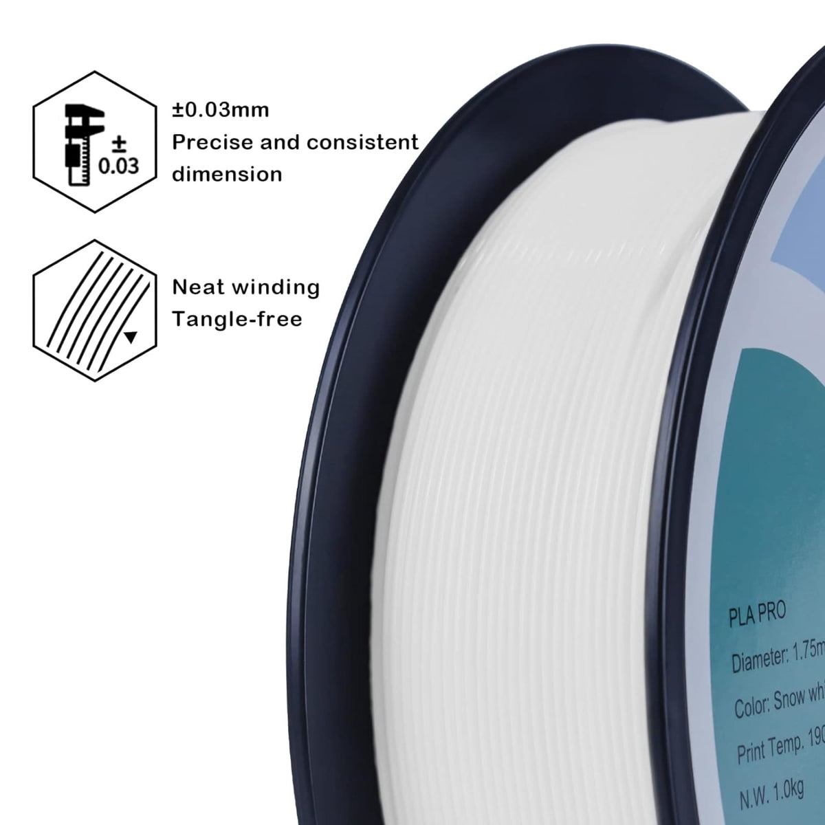 Ziro 3D PLA PRO Filament, 1.75mm 1kg, Metallic Silver