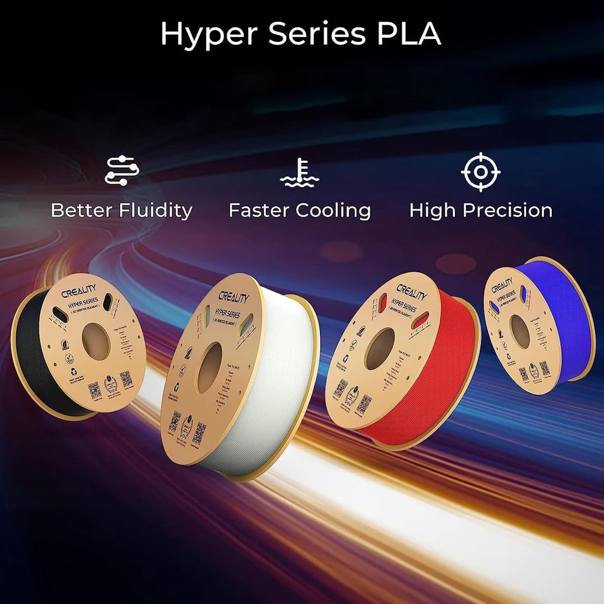 15 Pack Creality Hyper PLA 1.75 mm Filament Fast 30-600mm/s Smooth Extrusion for Most 3D Printer 15kg/33lbs,15 Colors