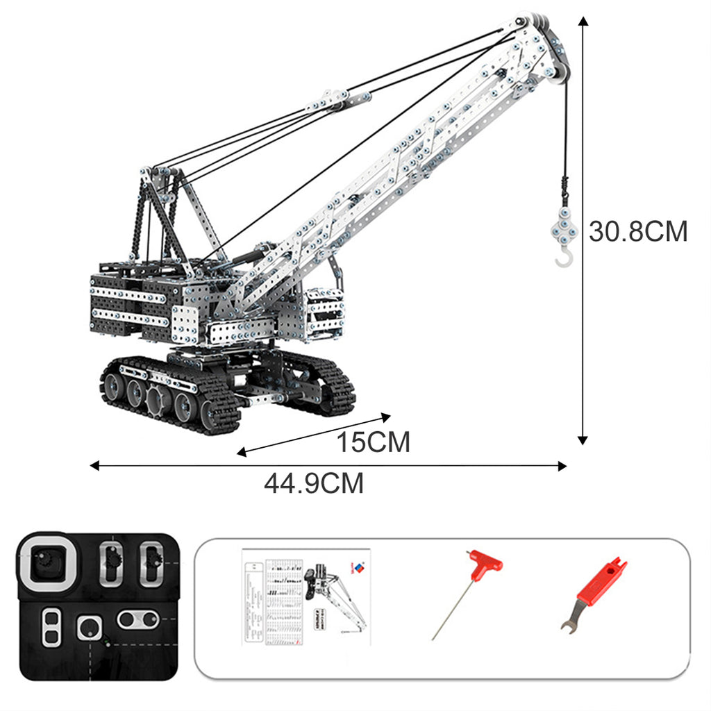 3D Metal Puzzle RC Alloy Assembly Crane, 1929PCS DIY Metal Model Kit, Remote Control Engineering Vehicle with Articulated Arm, 3D Puzzle for Adults & Teens