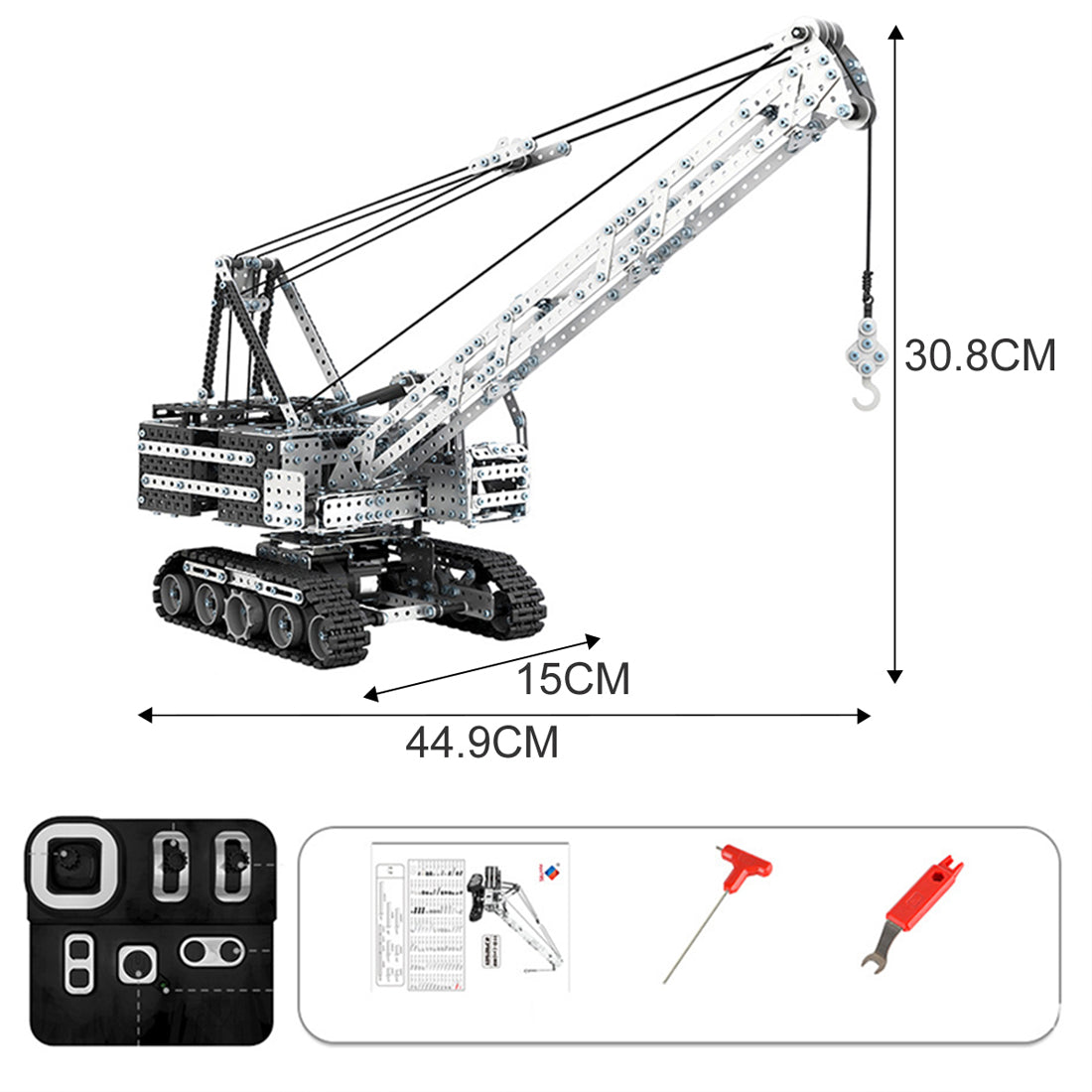 3D Metal Puzzle RC Alloy Assembly Crane, 1929PCS DIY Metal Model Kit, Remote Control Engineering Vehicle with Articulated Arm, 3D Puzzle for Adults & Teens