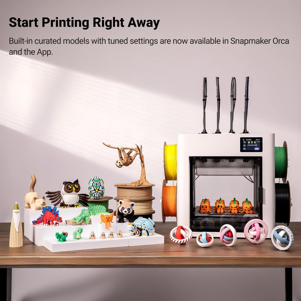 Snapmaker U1 3D Printer, 4-Toolhead 5-Second Tool Changer, 500mm/s High-Speed Multi-Color 3D Printer, Multi-Material Printing, 270 x 270 x 270mm Build Volume, Smart Calibration