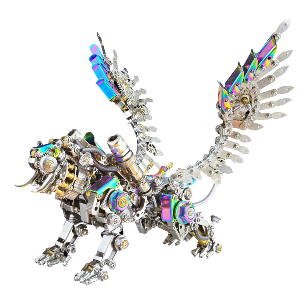 3D Metal Puzzle Colorful Bengal Tiger Model Kit, 700PCS Mechanical Steampunk Tiger 3D Metal Jigsaw Puzzle to Build, DIY Assembly Gift for Adults & Teens -Wings 1 Pair