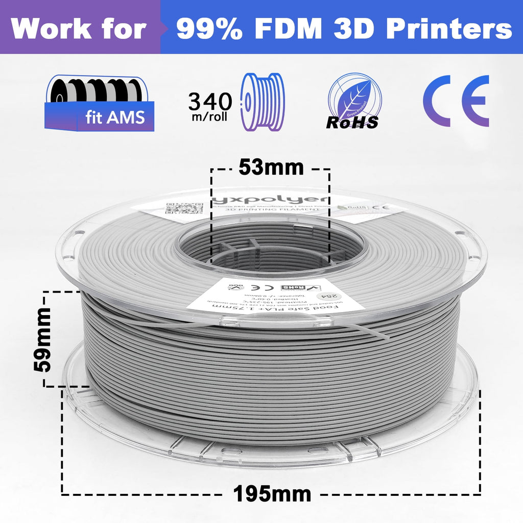 YXPOLYER PLA Filament Food Grade 1.75mm 1kg for 3D Printing, PLA+ Skin Flesh Tone 3D Printer Filament AMS-Compatible