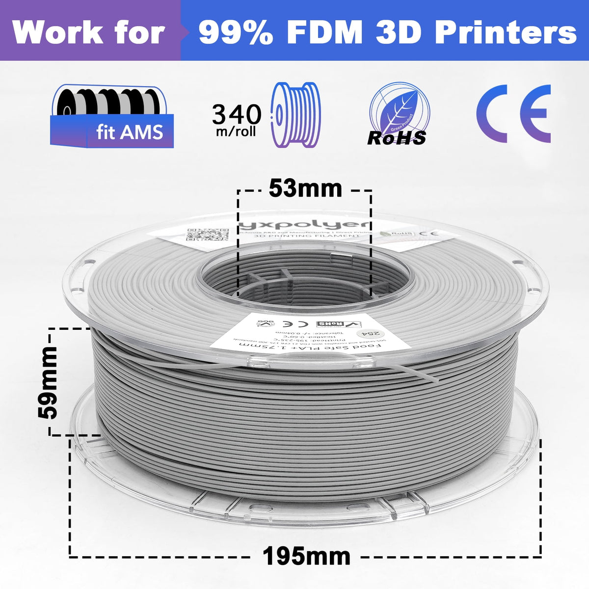 YXPOLYER PLA Filament Food Grade 1.75mm 1kg for 3D Printing, PLA+ Skin Flesh Tone 3D Printer Filament AMS-Compatible