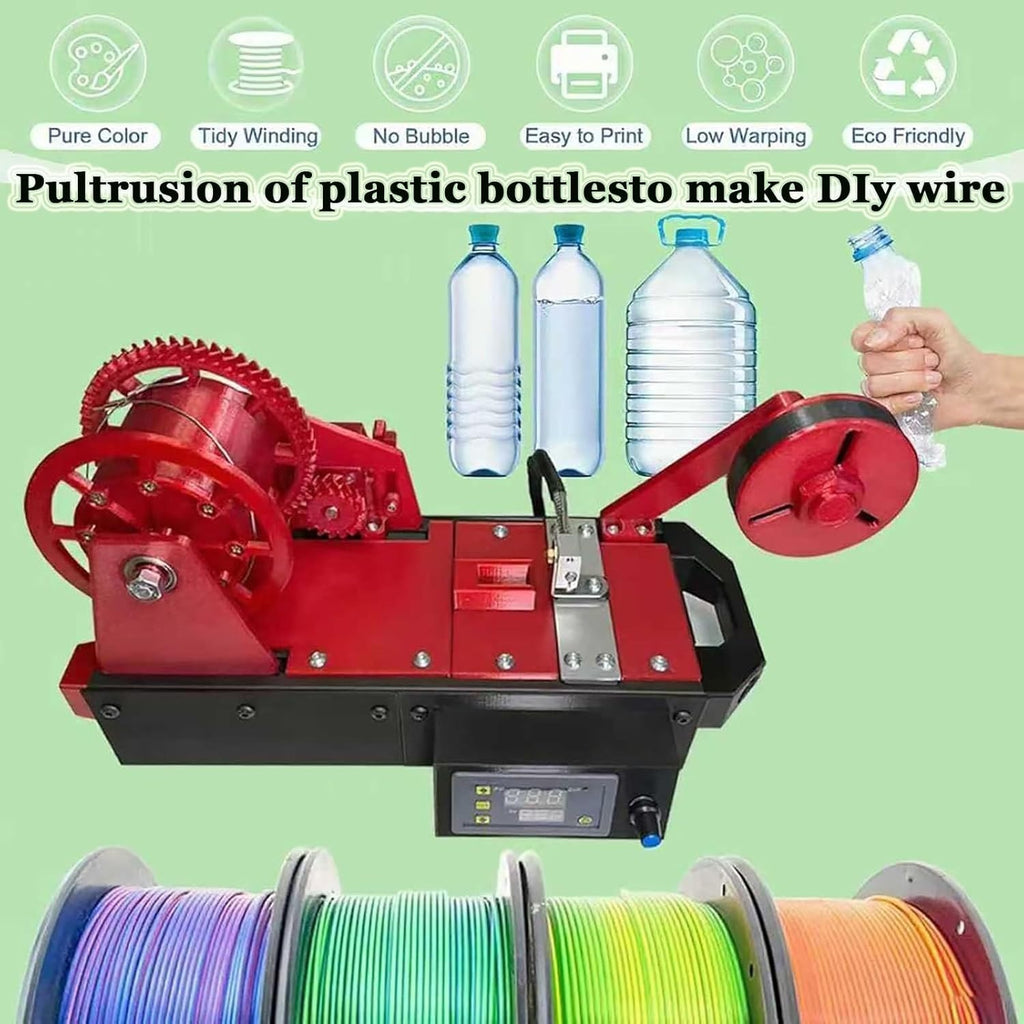 Desktop Filament Maker Machine, Upgraded 3D Printer Extruders, Recycled PET Bottle Recycler W/Digital Display Temperature, Speed Adjustable For Families, DIY Makers