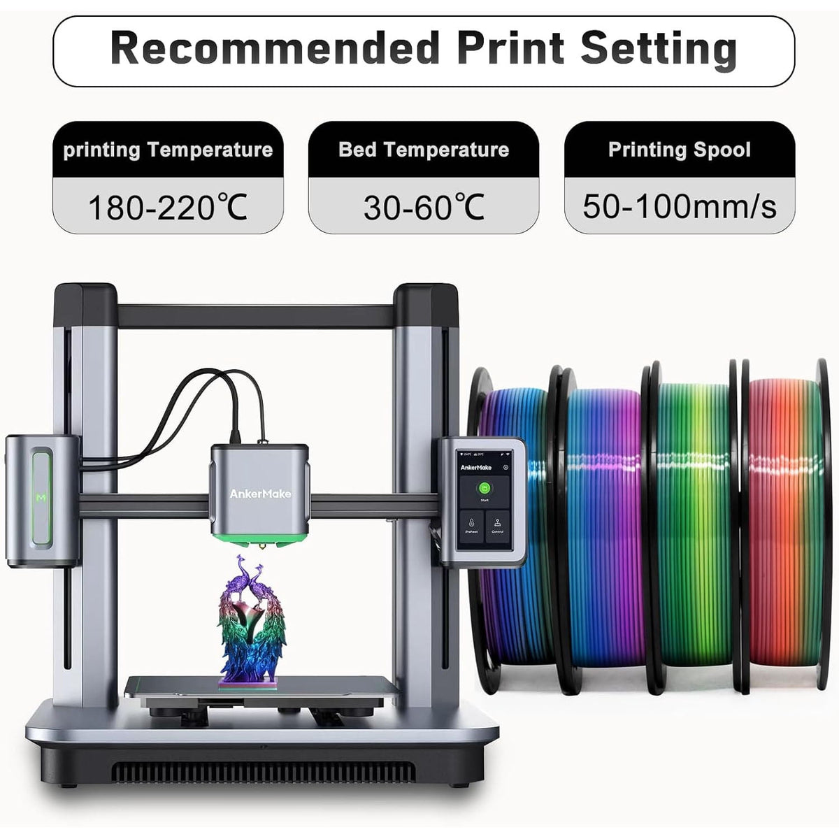 3D Printer Filament Bundle, Glow in The Dark Filament Multicolor, PLA Filament 1.75 mm, Dimensional Accuracy +/- 0.03 mm, 250g X 4 Pack